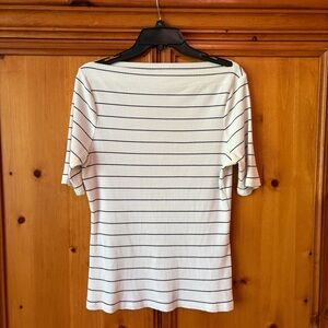 Banana Republic Black and White Striped Boatneck Tee
